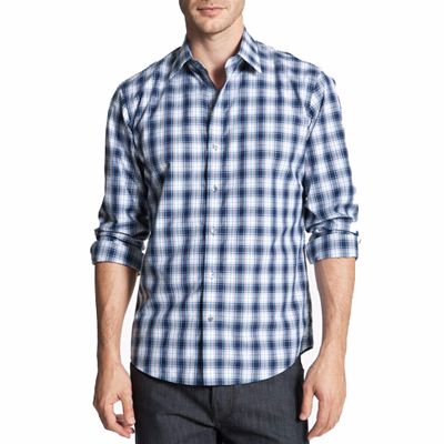 Wholesale Fashionable White and Blue Check Shirt for Men Manufacturers