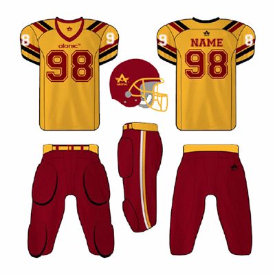 Wholesale Yellow and Red American Football Apparel